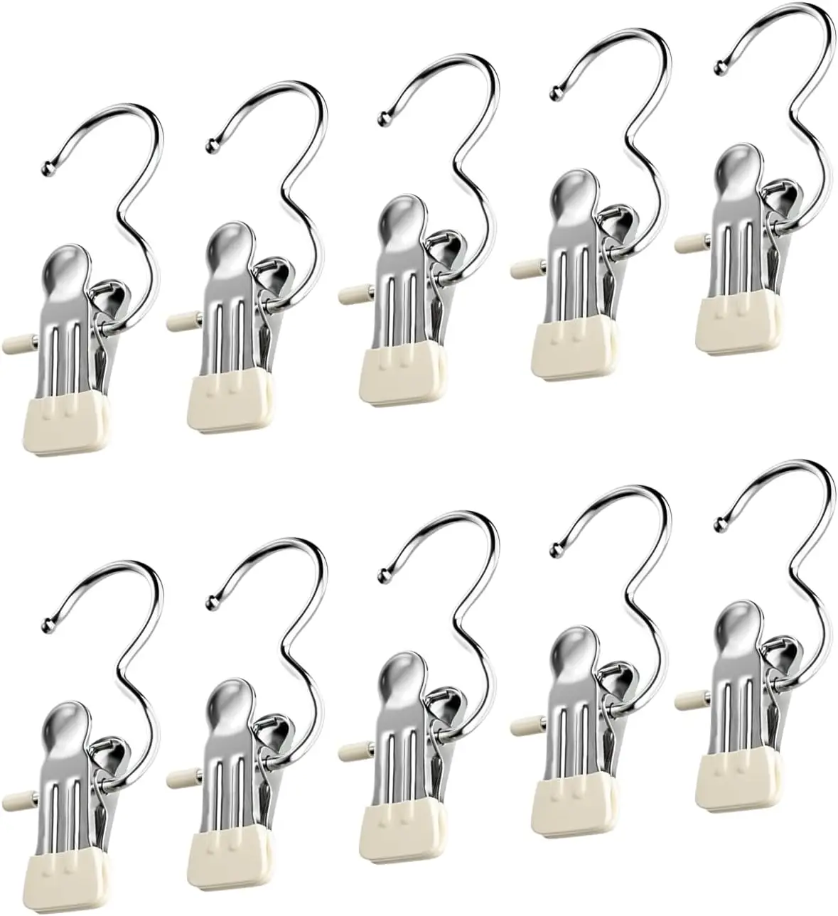 2025 New Space-Saving Clothespin Hat Pants Storage Hanging Travel Hook, 360° Swivel Stainless Steel Hangers with Clips, Laundry Hooks Hanging Clips Cl
