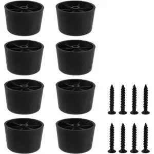8PCS Plastic Furniture Legs Hardware Screw-in Sofa Legs Couch Legs Replacement Black Round Chair Legs Riser Furniture Feet Protectors with Screws, 1.5" D x 1" H