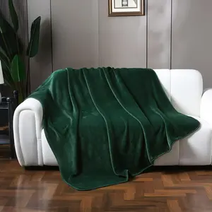 Knitted Thick Milk  Fleece Throw Blanket for Couch Ultra-Plush Soft Decorative Colorful Travel Bed Office Blanket (Green, 60" 80")