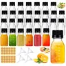 Kesaplan 42 Pcs 2oz Plastic Bottles for Liquids, Mini Jars with Lids juice shot bottles with caps with Scale and Labels for Juice Ginger Sauce Bulk Portable Travel