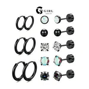 GGIRL 11-Piece Multi-Style Earring Set Featuring Screw-Back Studs And Small Hoop Earrings. Perfect For Everyday Layering And Creating A Versatile, Layered Look. An Excellent Gift Choice For Your Significant Other, Friends, Or Classmates.