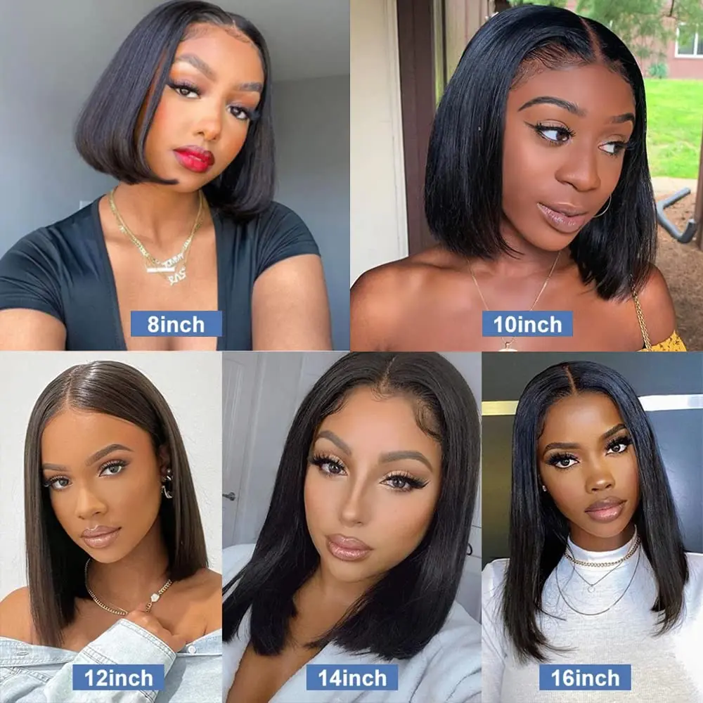 Short Bob Wig Human Hair Straight 13x4 Lace Front Wig Human  display picture 1