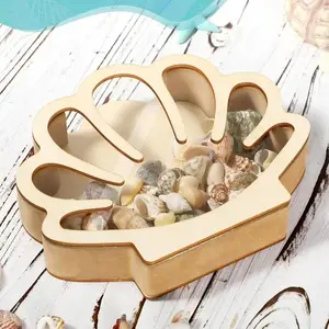 Wooden Shell Display Box, Shell Storage Box, Sea Shell Storage Organizer, Home Decor for Living Room Bedroom, Vanity Decor Accessories