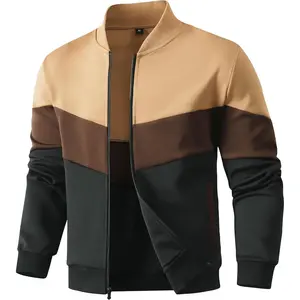 Mens Lightweight Jacket Casual Bomber Jacket Color Block Coat