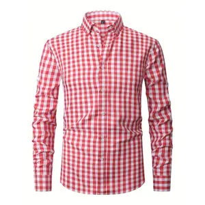 Classic plaid long sleeved button up collar shirt - Men's spring and autumn casual fashion top