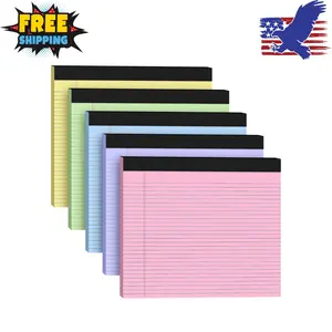 5 Pack Wide Legal Pads 11" x 9.5" Landscape Pink Purple Blue Green Yellow