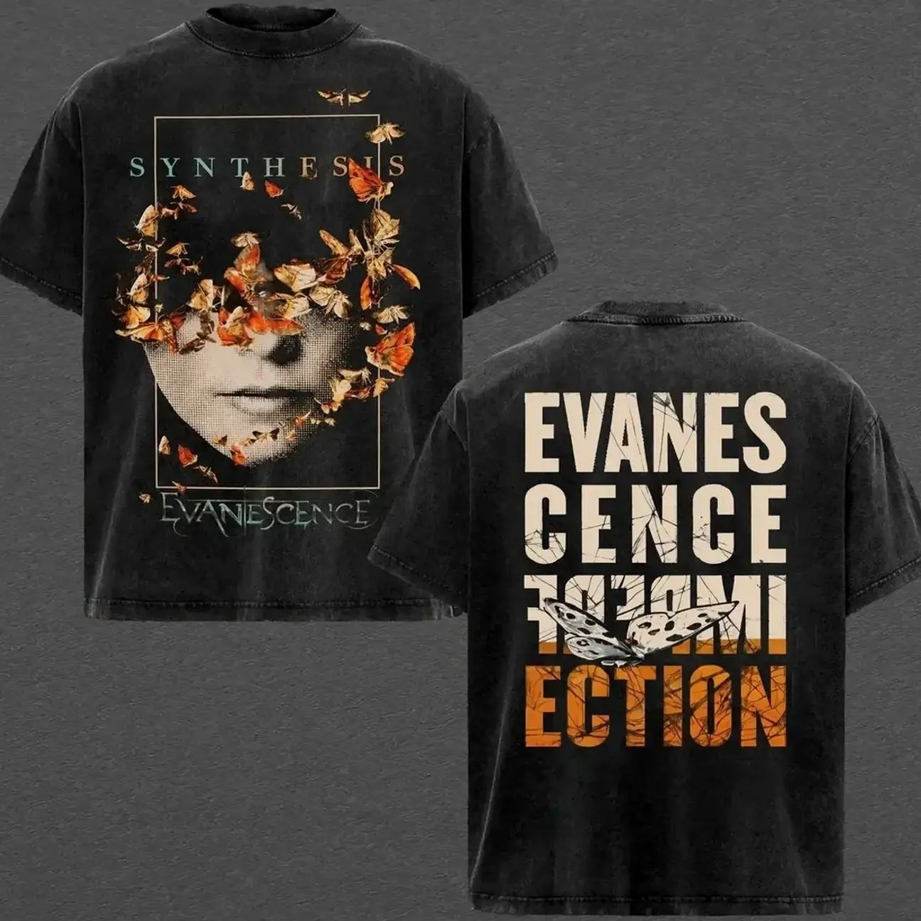 Evanescence Synthesis Washed Oversized Cotton T-Shirt, Vintage Evanescence Band Heavy Cotton Graphic Tee , alternative band merch, trending t-shirt, Hoodie, 90s graphic tee, vintage graphic tee, grunge aesthetic shirt, classic rock merch D4L