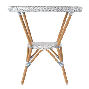 Tobias Outdoor Round Rattan and Metal Bistro Table