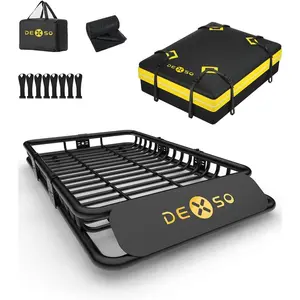 Garvee 64" x 39" Heavy Duty Roof Rack Cargo Basket with 200 Lbs Capacity and Extension Luggage Holder Rack for SUV, Truck, or RV Camping Storage and Rooftop Cargo Carrying