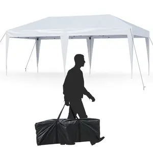 COSTWAY - 10 x 20 FT Pop up Canopy Tent with Carry Bag for Party BBQ-White