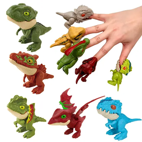 10 PCS Jurassic World Biting Finger Dinosaurs Toy Set for 3+ Kids- Painless Biting ,Movable Mouth & Joints, Stocking Stuffers, Christmas Gifts