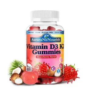 Vitamin D3 K2 Gummies with Pro & Pre for Bone, Teeth, Immune, Heart & Digestive Health, Boosts Calcium Absorption, Plant-Based, Sugar Free