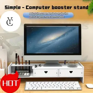 1pc Desktop Computer Riser-Spacious Drawer Storage for Convenient Organization, Ergonomic Desktop Monitor Stand, Sturdy Computer Raiser Rack - Ideal for Office Drawer Storage and Organization, Perfect for Home Office Supplies and Accessories Summer Gift