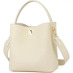 DONNAIN Genuine Leather Bucket Tote Bag for Women, Small Crossbody Bag and Trendy Shoulder Bag with Adustable Strap| Genuine Leather, Small, Trendy