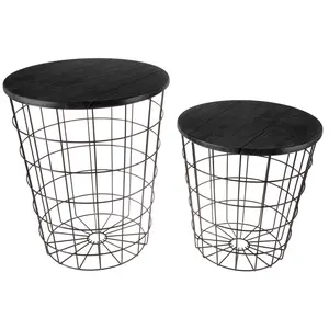 Lavish Home 2 Nesting Storage Side Tables Vintage Look