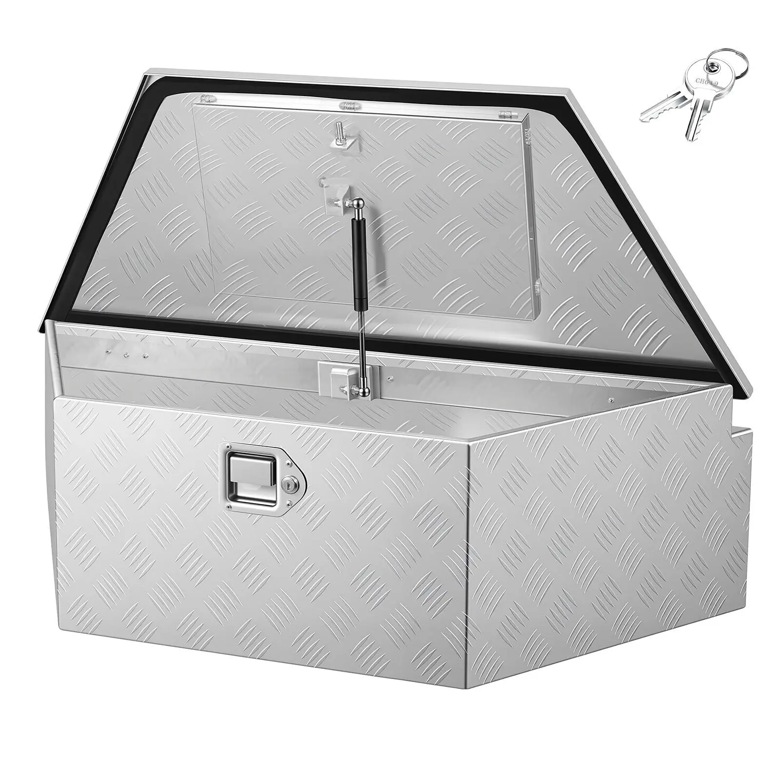 【Summerfinds】VEVOR 39"x16.5"x12" Large Size Aluminum Trailer Tongue Tool Box, Heavy Duty Waterproof Seal Utility Chest with Lock System, Gas Strut Lid for Easy Access, Enhanced Security for Pickup Truck Bed, Tool Organization