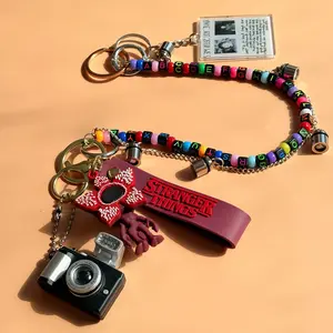 Stranger Things Luminous Bag Chain Colorful Letters Beaded Monster Buckle Camera Can Be Used as Keychain Convenient Detachable