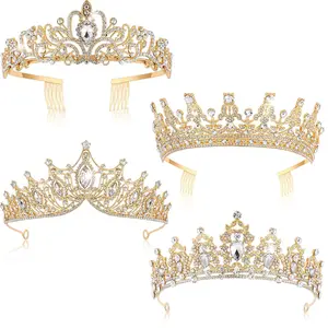 4Pcs/Set Queen Crowns for Women,Pageant Crown with Combs,Princess Rhinestones Tiara Headband Prom Tiara for Quinceanera,Birthday,Cosplay,Wedding,Christmas Party Gifts,Hand Tools Kits