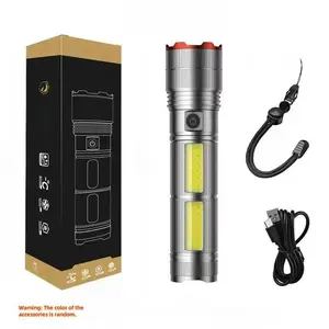 Rechargeable LED white laser flashlight, 3 lighting modes / side light, life-level water resistance, 7200mAh super large capacity, can be used as an emergency power source, suitable for camping / emergency / outdoor use