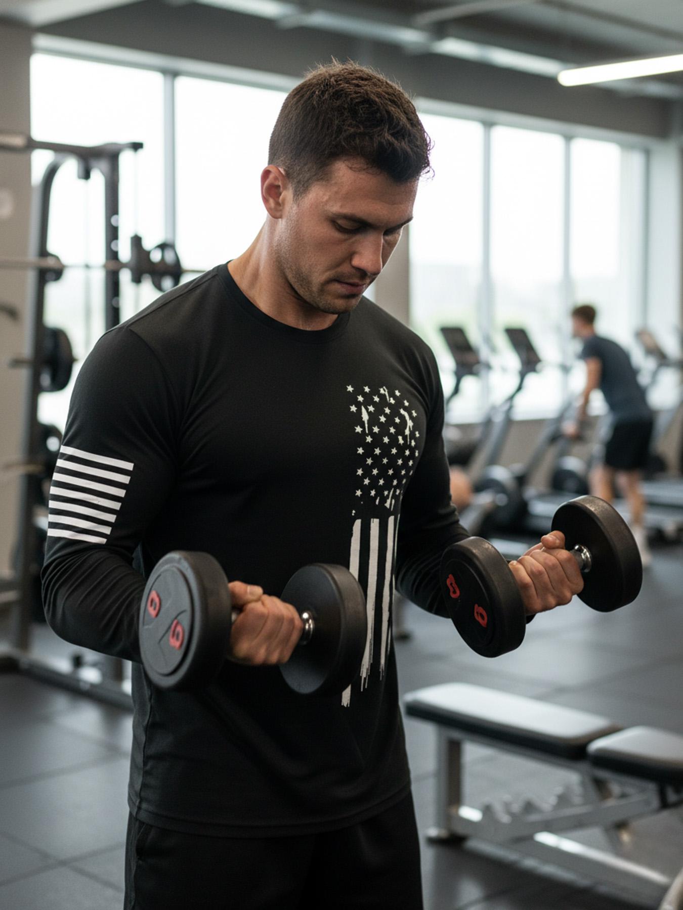 Men's 5-Piece Long Sleeve Athletic Apparel Shirt - Lightweight Plain Lining, Men's UV Protective Active Long Sleeve Shirt,Quick-Drying Breathable Activewear,vintage logo, PatriotApparel Mens Clothing for Gym Stuff & Daily Casual (Spring & Autumn) Men's 5-Piece Long Sleeve Athletic Apparel Shirt - Lightweight Plain Lining, Men's UV Protective Active Long Sleeve Shirt,Quick-Drying Breathable Activewear,vintage logo, PatriotApparel Mens Clothing for Gym Stuff & Daily Casual (Spring & Autumn)
