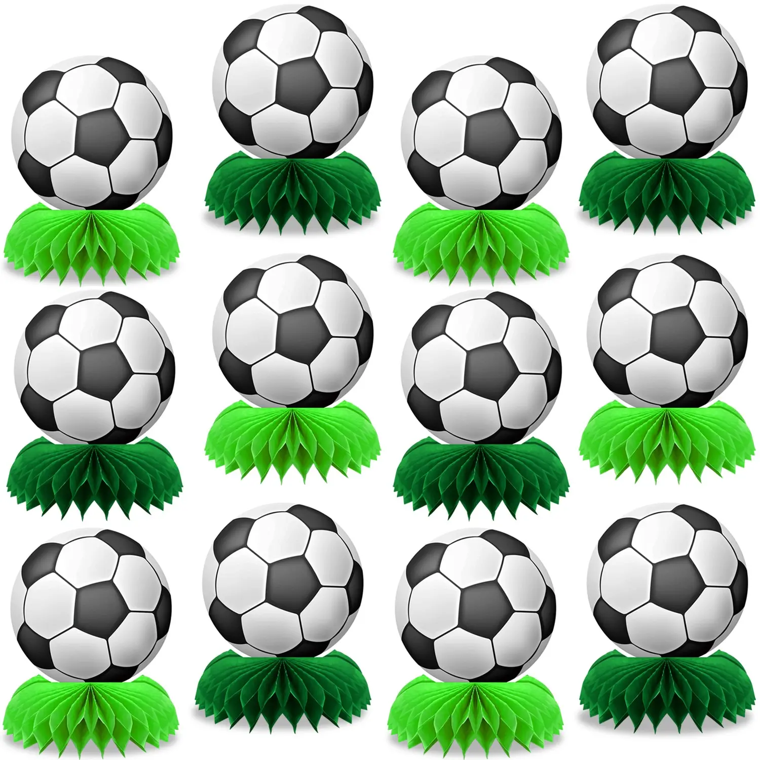 12 Pcs Soccer Party Decorations Set Football Honeycomb Design Centerpieces Sports Themed Table Decorations Sports Tabletop Honeycomb Ornaments for Birthday Baby Shower Party Supplies Decor Party Event Props