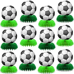 12 Pcs Soccer Party Decorations Football Honeycomb Centerpieces Sports Themed Table Decorations Sports Tabletop Honeycomb Ornaments for Birthday Baby Shower Party Supplies Decor