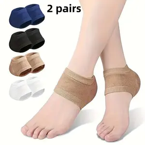 Breathable Foot Care Socks, Ankle Solid Sock, 2 Pairs Silicone Heel Protector, Comfortable Heel Protector for Daily Foot Care & Support, Outdoor Sports Foot Pad, Womenswear
