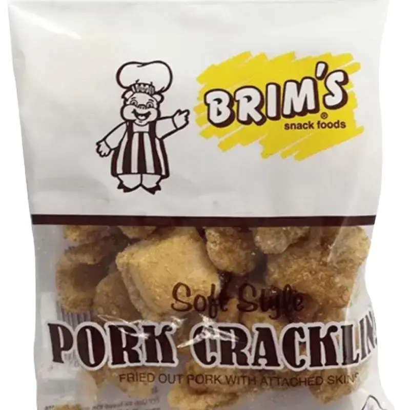 Brim’s Soft Style Pork Cracklins 2oz Bag - Snack Food with Attached Skin - Nata
