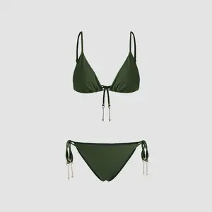 Cider [10 colors, size 2-10] Starfish Chain Detail Knotted Triangle Bikini Set