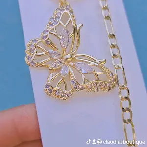 Butterfly la diva gold plated necklace pendant