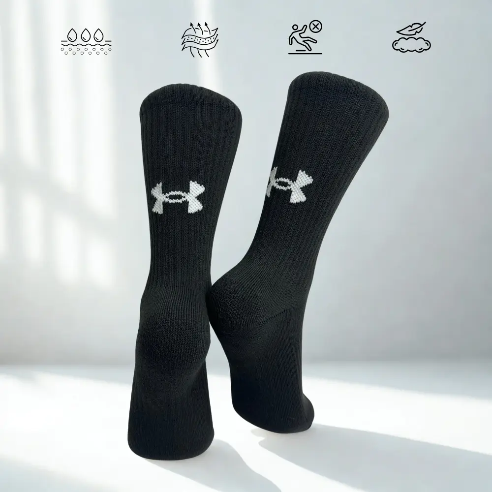 Under Armour Crew Socks Pack-6, Unisex-Adult Socks, Soft Cotton-Blend for All-Day Comfort