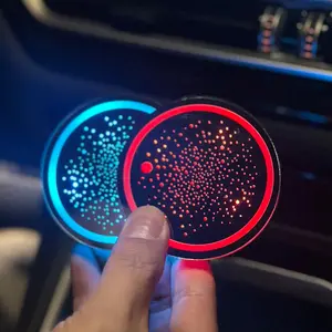 General purpose car water cup mat, center console water cup holder, cup mat with LED rainbow ambient light, interior cup holder decoration light, luminous water cup mat, interior decoration, modified mat, automatic sensing light