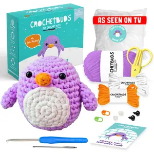 Penguin Crochet Kit | for Beginners, Couples, Date Night, Kids, Adults, Anime, & Animal Lovers | DIY Gift Kit | Instructions, Yarn, Hook, Pattern, Video & Written Tutorial | Arts & Crafts for Adults