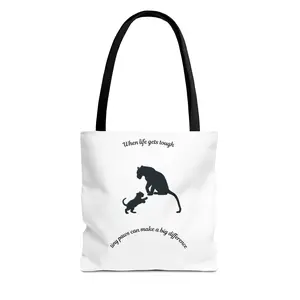 Inspirational Animal Tote Bag, Gift for Pet Lovers, Motivational Quote, Cat and Dog Lovers, Eco-Friendly Tote