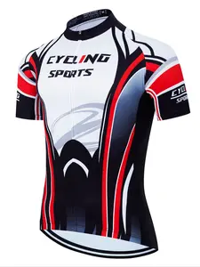 Men's Cycling Jersey Short Sleeve Shirt, Breathable Sweat-Wicking Fabric, Quick-Dry Design for Mountain Bike & MTB Riding Sports Jersey