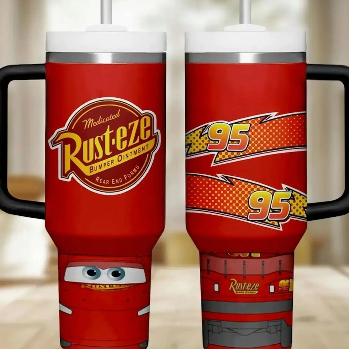 [MADE IN US] Vacuum Insulated Tumbler McQueen with Lid and Straw - Stainless Steel Travel Coffee Mug Double Wall Hot & Cold Drink Cup Leakproof Portable