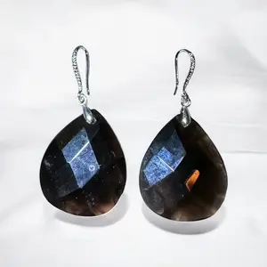 Mystic Smoky Quartz Teardrop Earrings | S925 Silver Hooks I Perfect for Any Ocassion