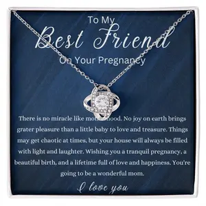 Best Friend Baby Shower Gift, Best Friend Pregnancy Gift, Pregnant Friend Gift Necklace, Love Knot Gift Necklace, BFF Baby Shower Party Gift