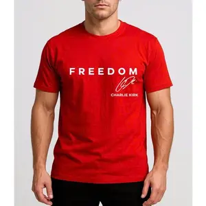 Charlie Kirk Freedom T-shirt, Tribute Memorial Tee, October 14th T-shirt, In October We Wear Red Shirt, Patriotic Activism Apparel, Unisex Streetwear, Political Freedom Graphic tee for Men and Women