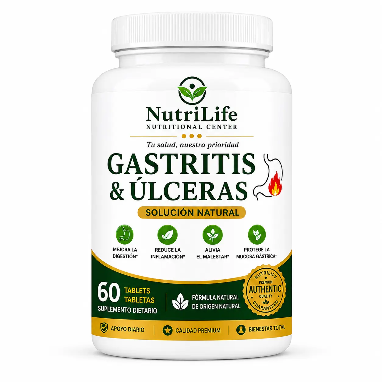 Natural Gastritis & Ulcer Support Digestive Aid Dietary Supplement - 60 Capsules, Daily Stomach Care, Gl Bottle Digestion Healthcare Supplement for Adult Stomach Discomfort Relief All Natural Supplement