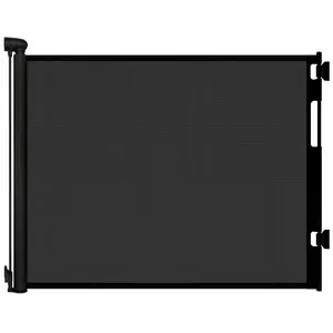 Retractable Baby Gate for Stairs and Doorways, 55" Wide x 33" Tall Mesh Dog Gate for Indoor & Outdoor Use, Safety Gate for Babies and Pets, Child Gates for Hallways, Hardware Mounted, Black