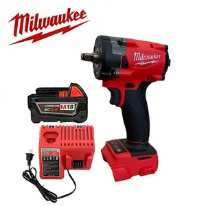Milwaukee M18 3/8" Compact Friction Ring Brushless Cordless Impact Wrench - 1 Charger, 1 Battery, Tool-Only Option, Lightweight High Torque Mechanic Tool for Professionals