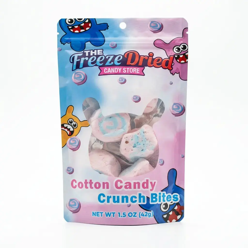 Freeze Dried Fruit Flavored Candy Crunch Bites - Crunchy Sweet Cotton Candy Treat, All-Ages Snack, Ideal for Kids' Snacking & Celebrations