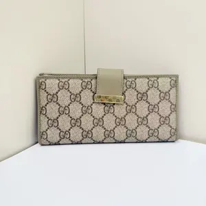 Pre-owned GUCCI GG Canvas Wallet Bi fold Beige CPU0601
