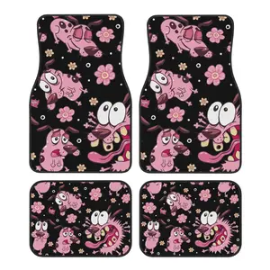 Set of 4 Warner Bros. Courage The Cowardly Dog Car Floor Mats (2 for The Front And 2 for The Back), Designed for Universal Fit in Car Interiors, Suitable for All Seasons, Making It a Perfect Gift for Family And Friends