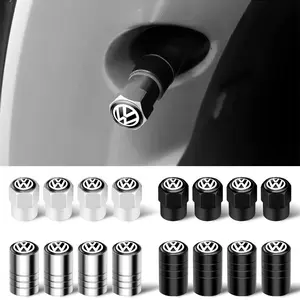 For Volkswagen VW GTI R Rline Golf 4 5 7 6 Polo Passat B5 B6 B7 Tiguan Touran Touareg Scirocco CC Jetta 4Pcs Car Styling 3D Metal Car Wheel Tire Valve Stem Caps Car Parts Accessories
