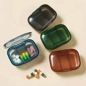 2 Pcs/Set Compact Pill Storage Box 3-grid Portable Mini Organizer Durable Material Easy Access Daily Multifunctional Pillsbox for Home Outdoor Aid Healthcare