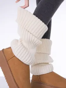 1 pair of autumn and winter thickened warm Casual Soft socks with metal logo needles Japanese style sock cover for girls