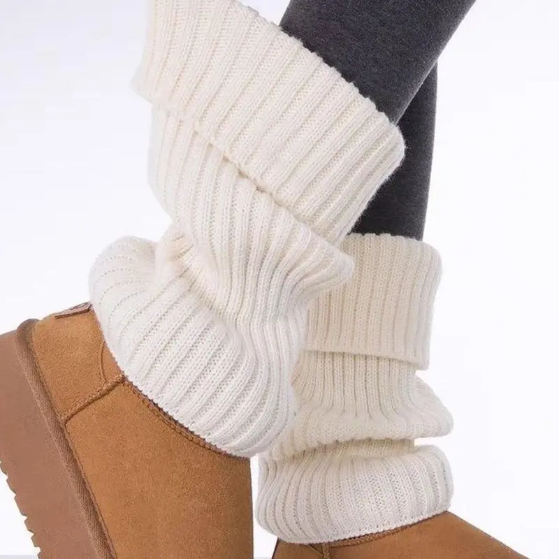 1 pair of autumn and winter thickened warm Casual Soft socks with metal logo needles Japanese style sock cover for girls Solid Socks Casual Comfy Socks
