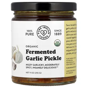 Pure Indian Foods Organic Fermented Garlic Pickle, 9 oz (255 g) Pure Indian Foods Organic Fermented Garlic Pickle, 9 oz (255 g)